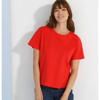 Pánské tričko Blancheporte Rovné tričko s krátkými rukávy a kulatým výstřihem červená 52