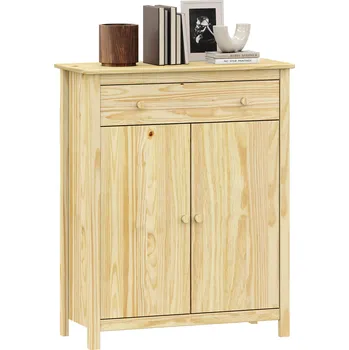 Komoda Masivní borovicová komoda TORINO s 2 dveřmi a zásuvkou, lakovaná