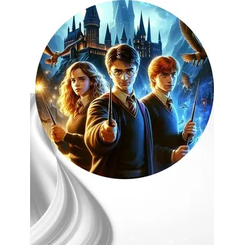 Jedlá dekorace na dort "Harry Potter 3" 20 cm (Fondánový list NEVYŘEZÁNO)