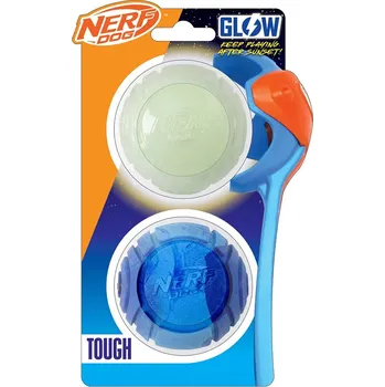 Hračka pro psa NERF DOG Dárkový set - svítící míček Lightning 6,5 a Sonic míček s vůní arašídového másla 6,5 ​​cm