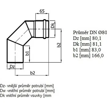 Darco Koleno 90° 80 mm s těsněním černý lak