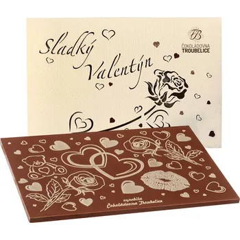 Čokoláda Čokoláda Valentýn - krémový perleť RŮŽE, 120 g, Čokoládovna Troubelice Varianta: bílá 40%