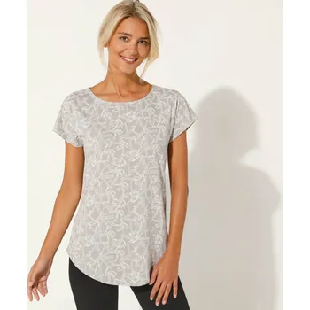 Dámské tričko Blancheporte Dlouhé tričko s potiskem a krátkými rukávy šedá 46/48