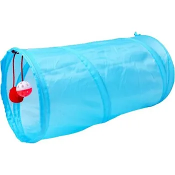 Hračka pro kočku APT Hrací textilní tunel pro kočky 50 cm, modrý