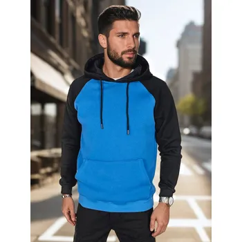 Pánské oblečení Pánská mikina basic s kapucí BX5890 Barva: Nebeská, Velikost: M