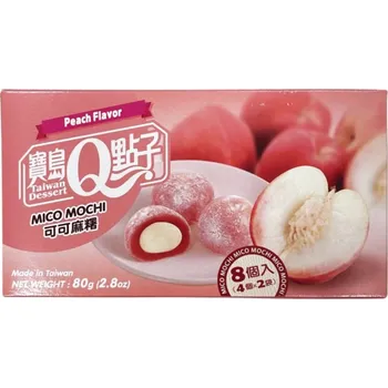 Qmochi Japonské Koláčky s příchutí peach broskev 80g