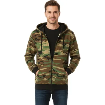 Pánská mikina Pánská maskáčová mikina teplejší CAMO Zipper khaki hnědá Malfini