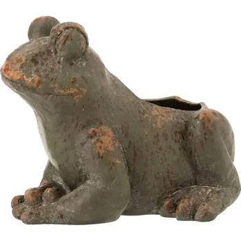 Květináč Zelený antik venkovní květináč žába Antiqou - 35*26*27 cm