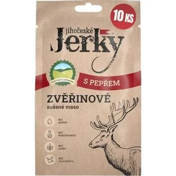 Sušené maso Sušené maso Jihočeské Jerky Zvěřinové s pepřem 200 g (10 x 20 g)