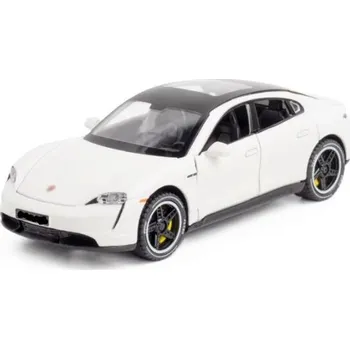 autíčko Porsche Taycan kovový model hračka na baterie světla zvuk 1:32 Bílá
