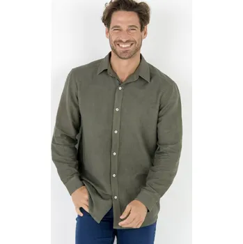 Blancheporte Propínací košile z bavlny-lnu, s dlouhými rukávy khaki 51/52