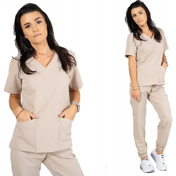 Dámská mikina MIKINA ZDRAVOTNICKÁ dámská elastická moderní SCRUBS s viskózou EMILY BÉŽOVÁ S