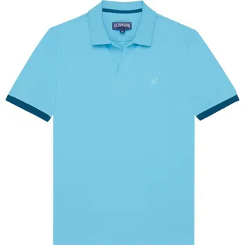 Pánská košile POLOKOŠILE VILEBREQUIN SOLID COTTON PIQUE TOPAZE BLEUE