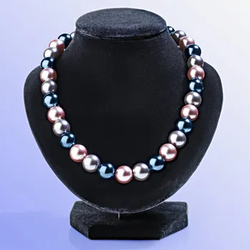 Hodinky 3Pagen Náhrdelník ze skleněných perel šedá/fialová výška 45 cm