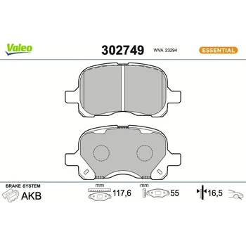 Brzdová destička Sada brzdových destiček, kotoučová brzda VALEO 302749
