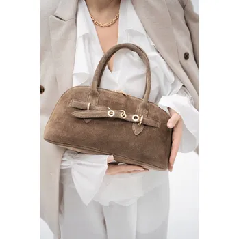 Kabelka MORANTI kabelka z pravé přírodní semišové kůže - bezbarvá