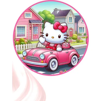 Jedlá dekorace na dort "Kitty 1" 20 cm (Fondánový list NEVYŘEZÁNO)