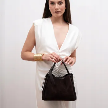 Kabelka MORANTI kabelka z pravé přírodní semišové kůže - bezbarvá