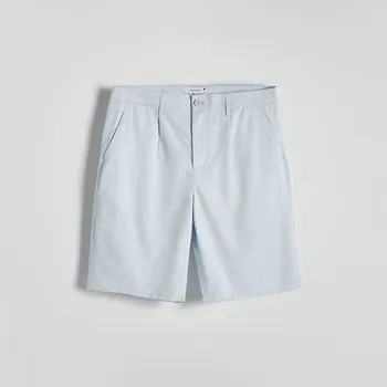 Pánské kalhoty Reserved - Bavlněné šortky regular fit - bleděmodrá - YW117-05X - YW117-05X-30