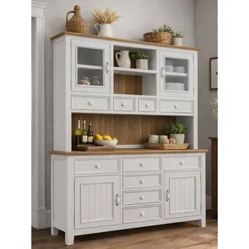 Komoda Kredenc PROVENCE R1P z masivu bílá Barevné provedení: Bílá, Provedení: SLIM - šuplíky s pojezdy