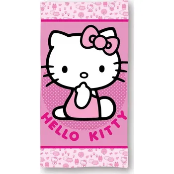 RŮŽOVÝ RUČNÍK HELLO KITTY SANRIO KOČKA S MAŠLÍ ANIME MANGA KAWAII 70x140