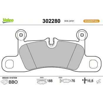 Brzdová destička Sada brzdových destiček, kotoučová brzda VALEO 302280