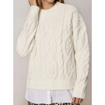 Dámský svetr Sinsay - Svetr s ozdobným pletením s příměsí vlny - krémová - 274FJ-01X - 274FJ-01X-M