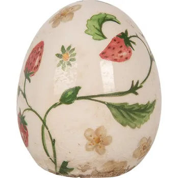 Clayre & Eef - Dekorativní keramické vajíčko WILD STRAWBERRIES 6CE1919S