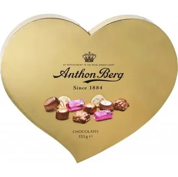 Cukrovinka Anthon Berg luxusní bonboniéra ve tvaru srdce zlatá 155g