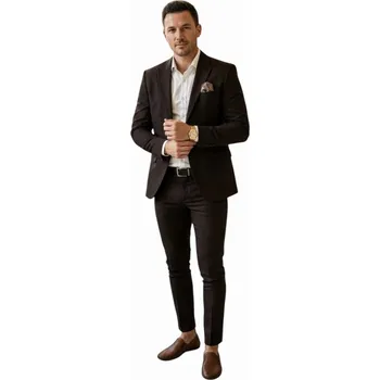 Pánský dvoudílný oblek hnědý/čokoládový DJG014 - 52