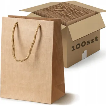 Nákupní taška PAPÍROVÉ TAŠKY PRESTIGE 17x7x21cm HNĚDÉ 130 NÁKUPNÍCH TAŠEK 100 ks