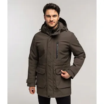 Pánská casual bunda Bunda Lee Cooper parka zelená khaki s kapucí velikost L