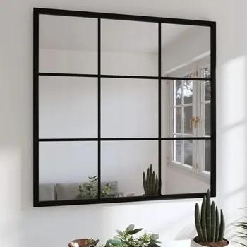 Zrcadlo Zrcadlo nástěnné, černé, 60x60 cm, kovové