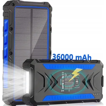 Powerbanka Solární Powerbanka 36000 mAh, 4 USB Porty, LED Svítilna