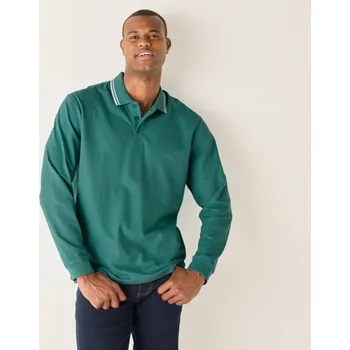 Pánské tričko Blancheporte Polo tričko s pruhovaným límečkem a dlouhými rukávy tyrkysová 127/136 (3XL)