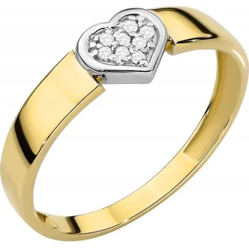 Prsten ZLATÝ PRSTÝNEK ryzost 585 Široký Prsten Srdce se Zirkony 14k vel. 15