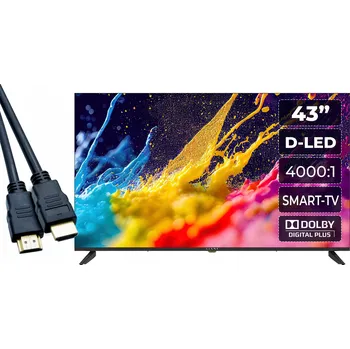 Televizor LED Televize Kiano Elegance 43" Smart 4K UHD PVR WiFi černá + HDMI kabel