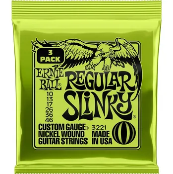 Struna pro hudební nástroj Kytarové struny Ernie Ball Regular Slinky – 3 sady