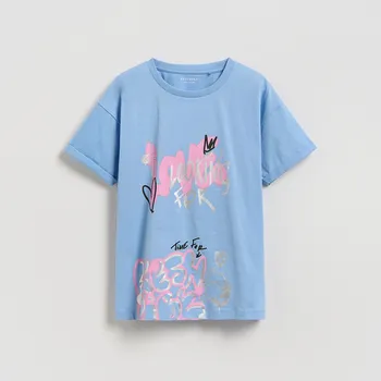 Dívčí tričko Reserved - Tričko s potiskem - modrá - 402HU-55X - 402HU-55X-U12