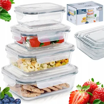 Dóza na potraviny 4x skleněné kuchyňské dózy na potraviny žáruvzdorné sada