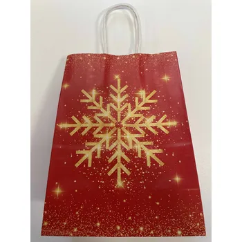Dárková taška tianDe Dárková papírová taška červeno - zlatá "vločka" 15x8x21 cm