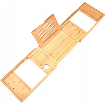 Koupelnový nábytek Police do Vany Podložka Stolek Nástavec Rozkládací Bambusová