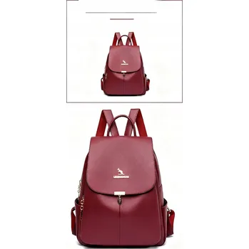 Městský batoh Dámský školní Batoh Urban Elegant Eko Kůže Prostorný Bordový