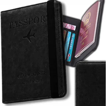 Cestovní pouzdro na doklady, pas RFID proti krádeži, černá peněženka