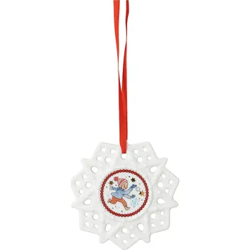 Vánoční dekorace Rosenthal Porcelánová ozdoba Vločka, motiv Chlapec, Vánoční radovánky, Ø 8 cm 02248-727507-27618