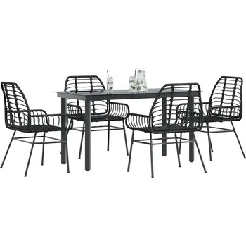 Zahradní sestava vidaXL 5dílný zahradní jídelní set polyratan sklo [3334557] Barva: Černá