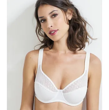 Podprsenka Blancheporte Podprsenka Coria z bavlny a krajky, s kosticemi bílá 95B