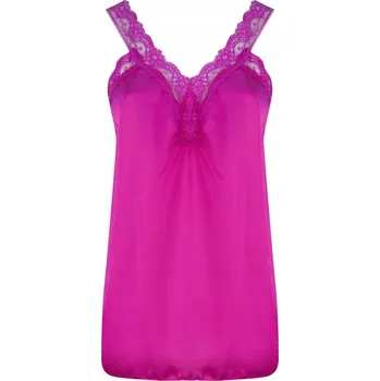 Dámské spodní prádlo Dlouhý saténový top na ramínkách s krajkou Sexy Pyžamo 5XL/6XL