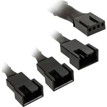 Elektrická zásuvka PC větrák Y adaptér [1x zástrčka pro PC větrák 4pólová - 3x zásuvka pro PC větrák 4pólová, zásuvka pro PC větrák 3pólová