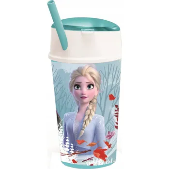 Hrnek se slámkou a zásobníkem LEDOVÉ KRÁLOVSTVÍ